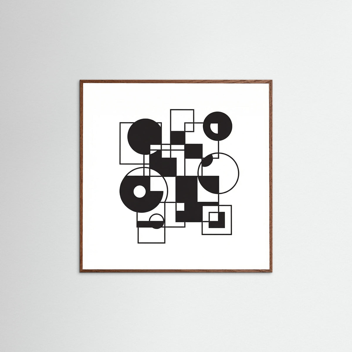 Oak Dark Square Art Print Beige