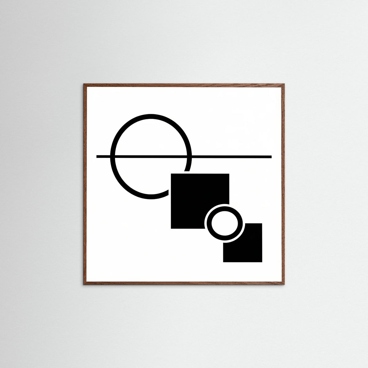 Oak Dark Square Art Print Beige