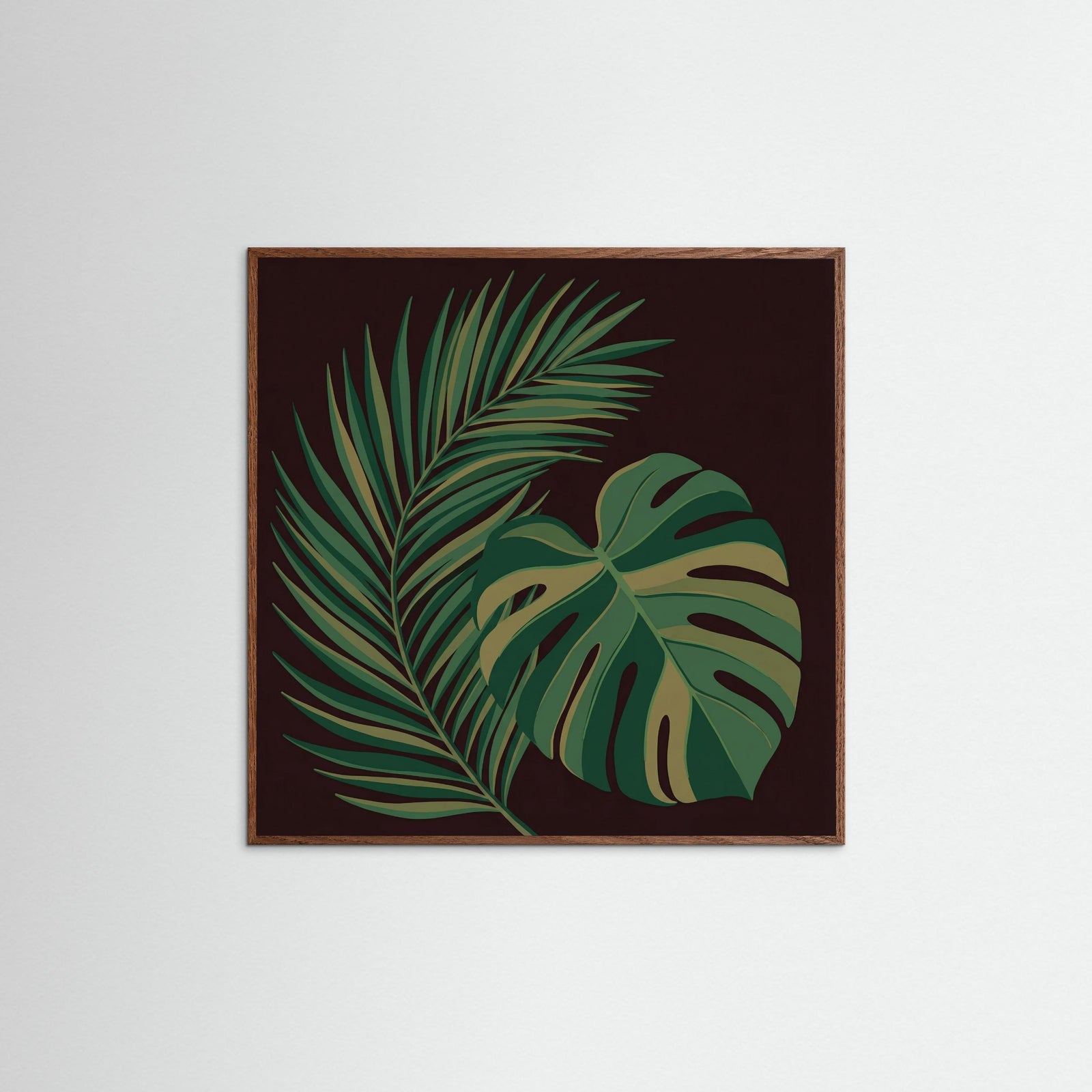 Oak Dark Square Botanical Silhouette Vase