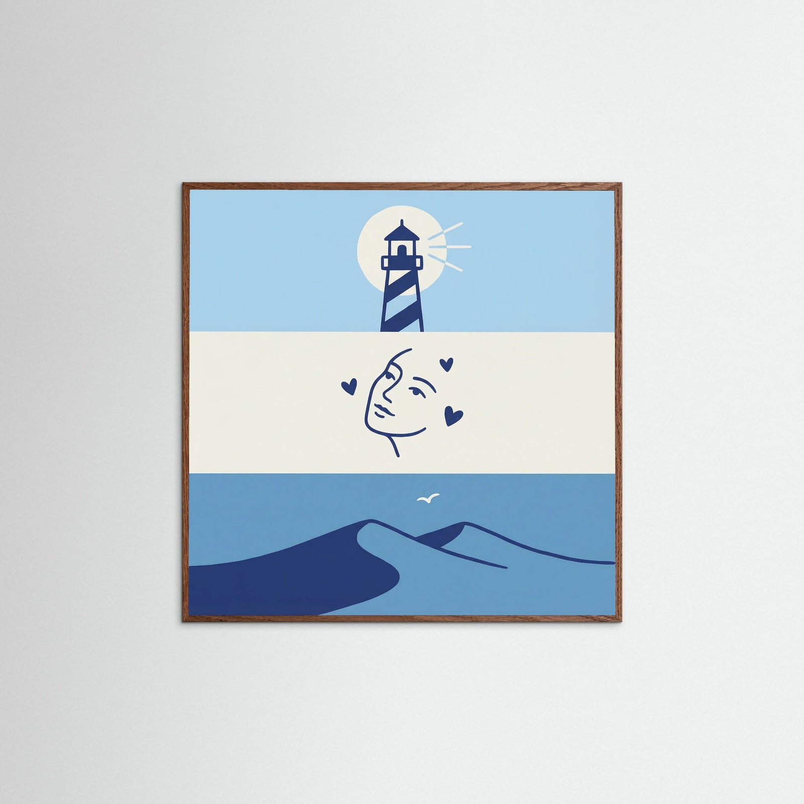 Oak Dark Square Coastal Grid Medley