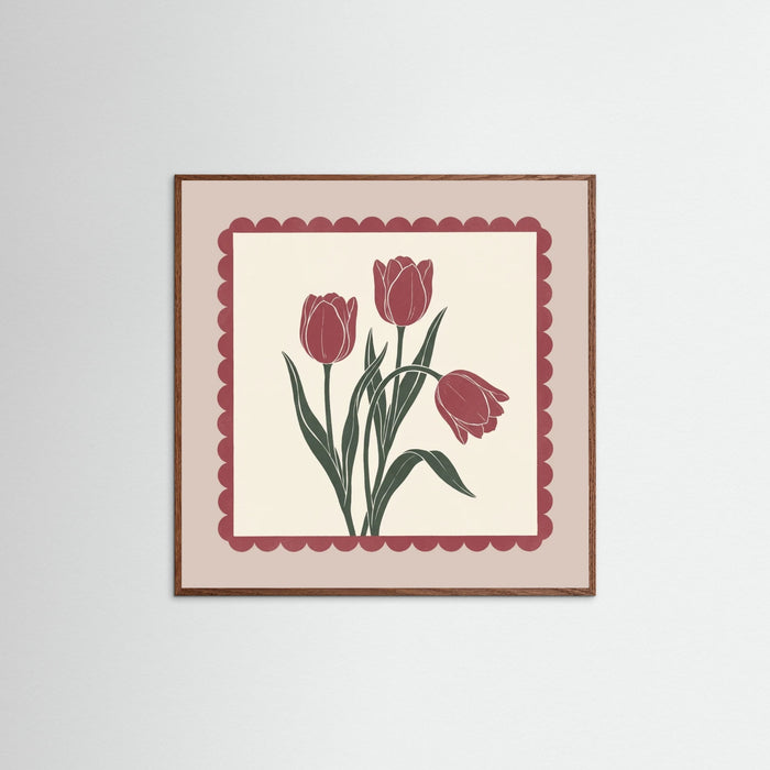 Oak Dark Square Crimson Bloom