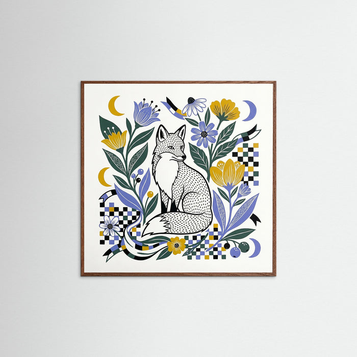 Oak Dark Square Folk Pattern Garden
