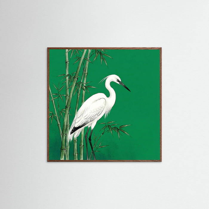 Oak Dark Square Golden Cranes