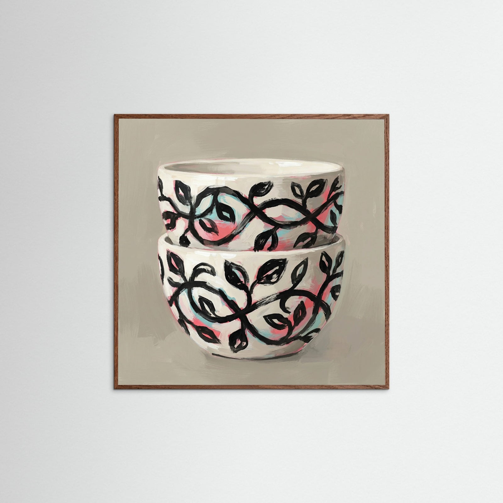 Oak Dark Square Patterned Vessel Bloom