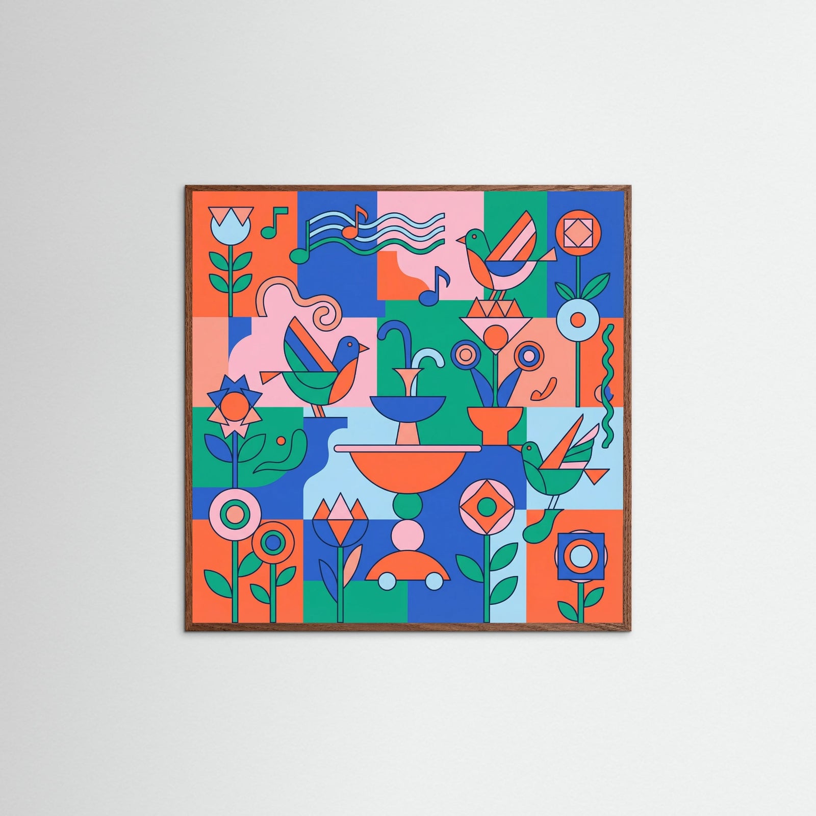 Oak Dark Square Playful Abstraction