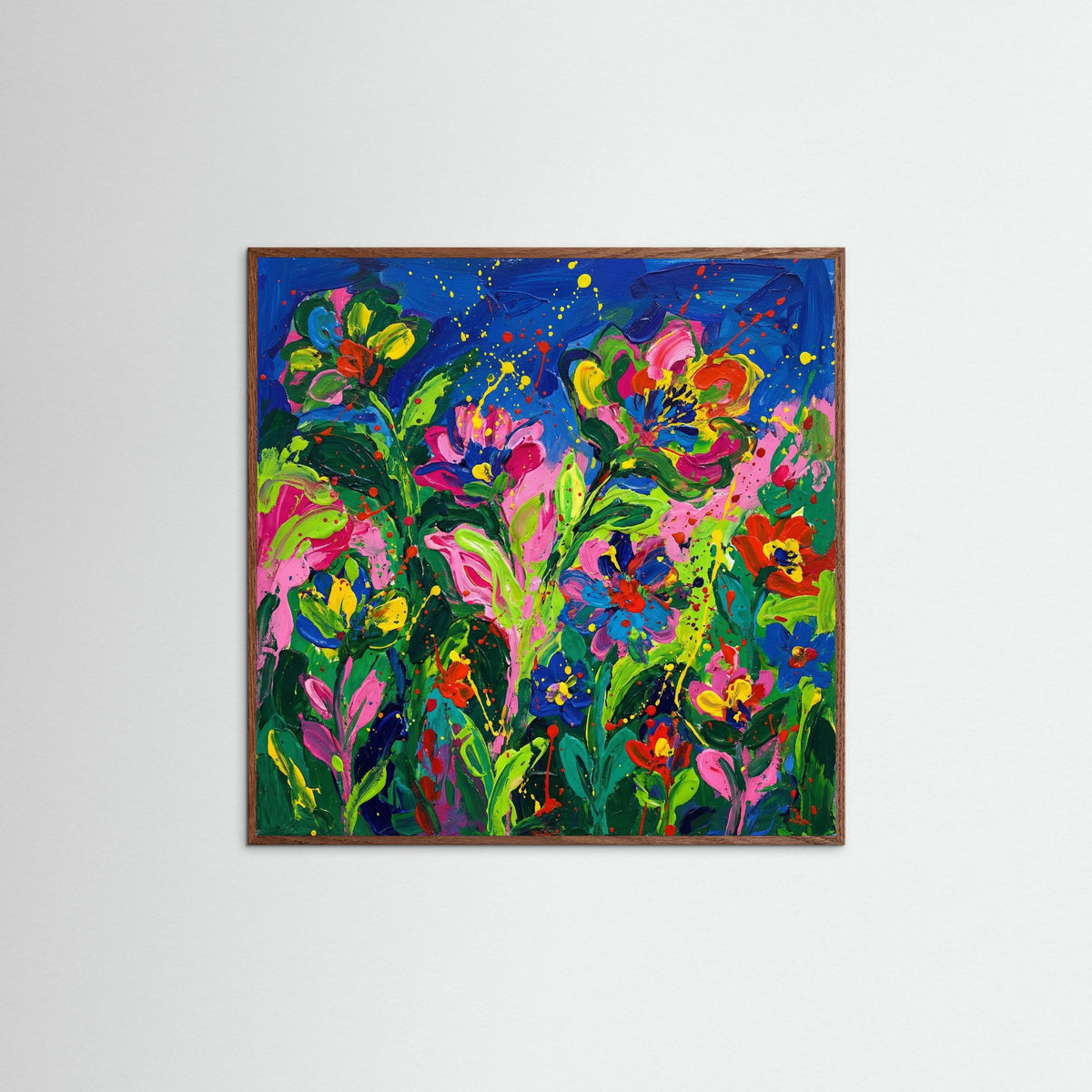 Oak Dark Square Vibrant Floral Portrait