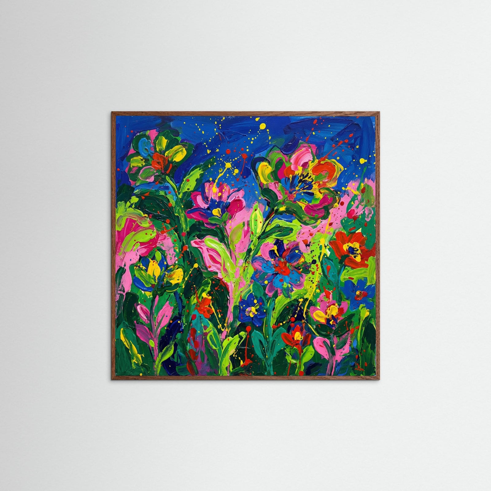 Oak Dark Square Vibrant Floral Portrait