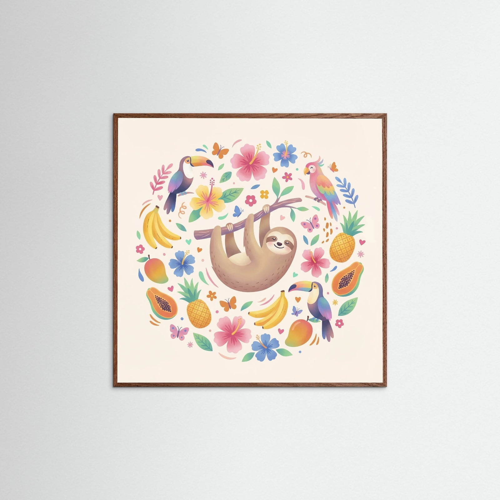 Oak Dark Square Whimsical Jungle