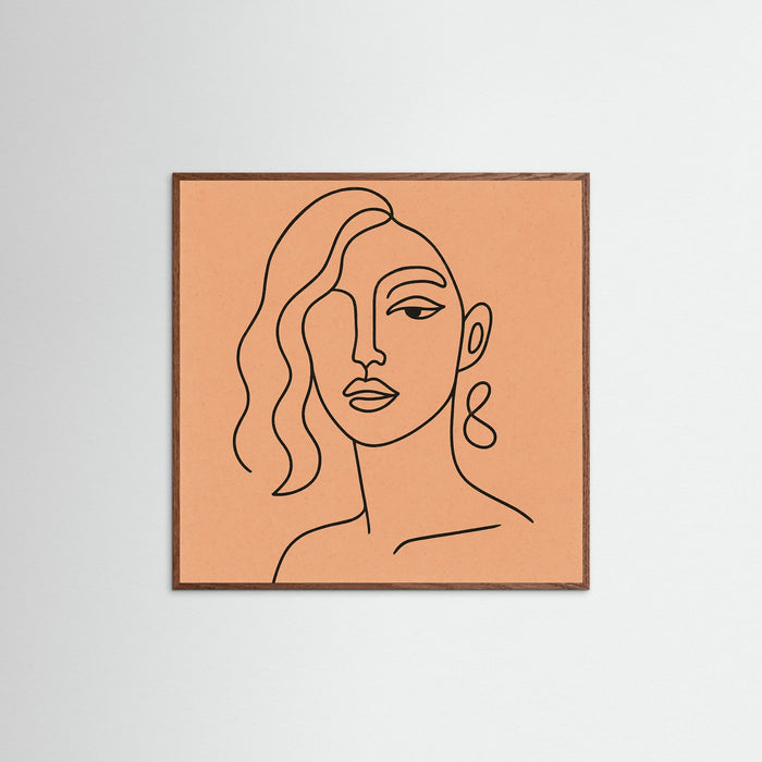 Oak Dark Square Whimsical Lines