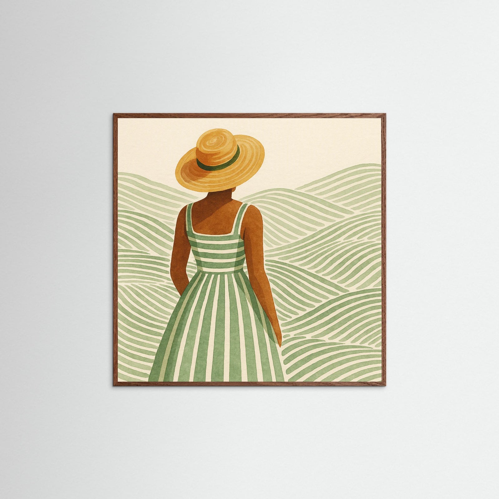 Oak Dark Square Woman in Hat