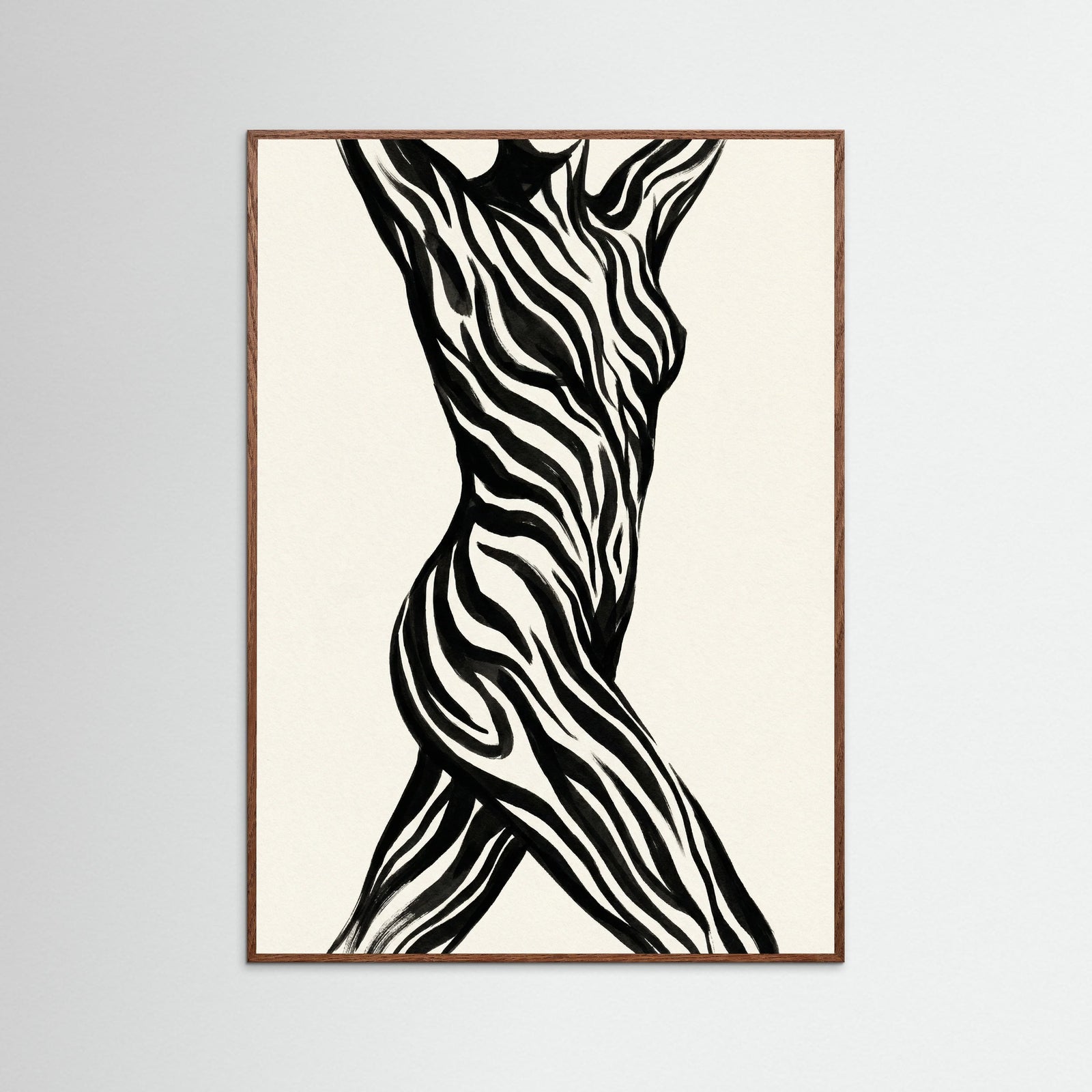 Oak Dark Striped Silhouette Black