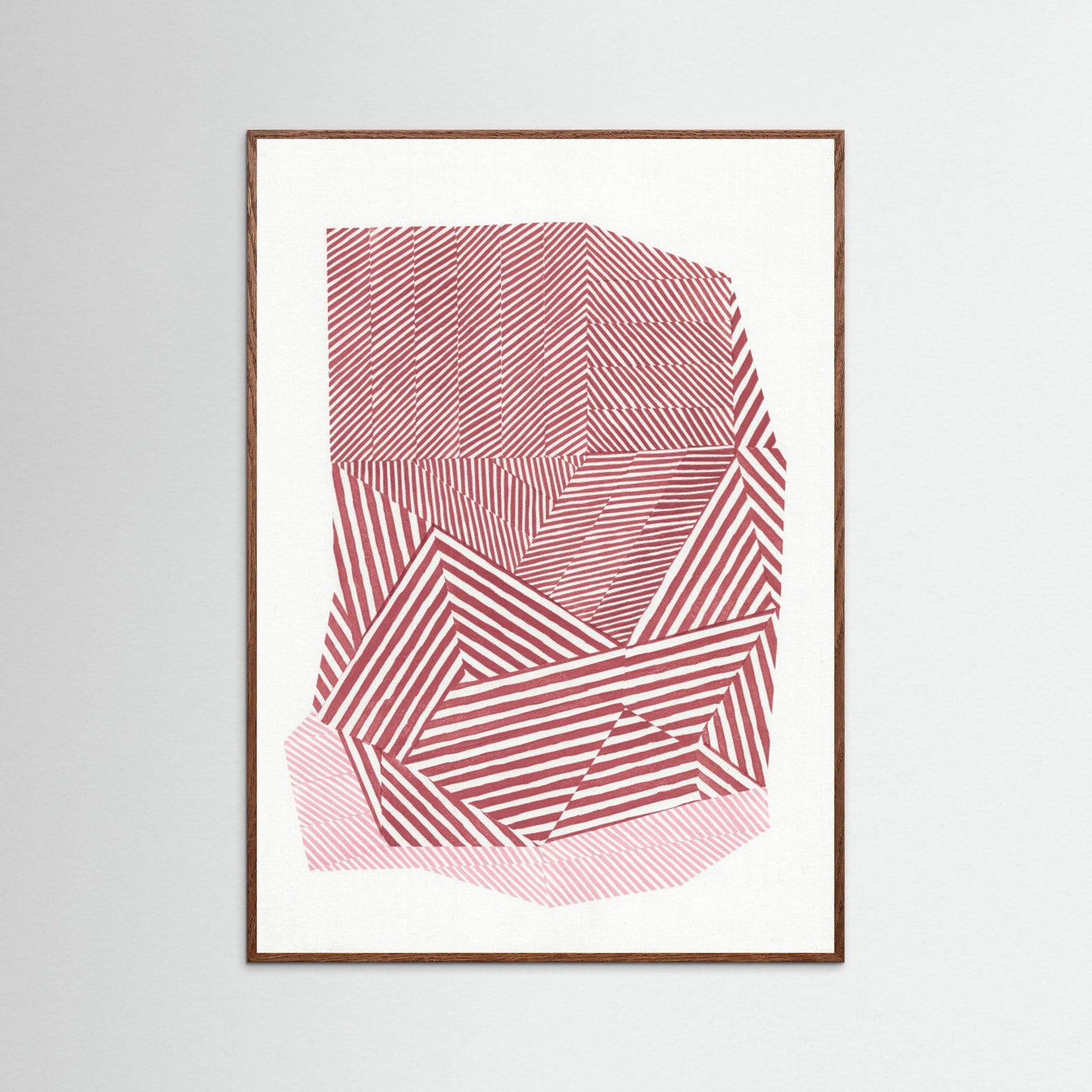 Oak Dark Striped geometric shape Poster