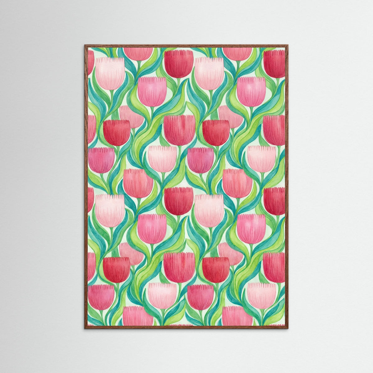 Oak Dark Stylized Floral Array