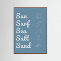Sun Surf Sea Salt Sand Dark Blue Poster – Poster und Kunstdruck