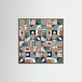Oak Dark The Mid Century Grid Pattern Poster