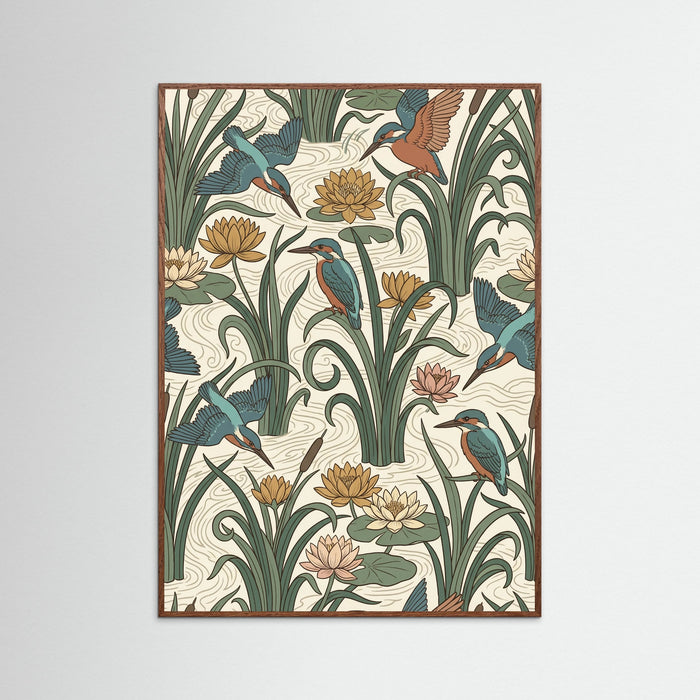 Oak Dark Trellis Rose Birds