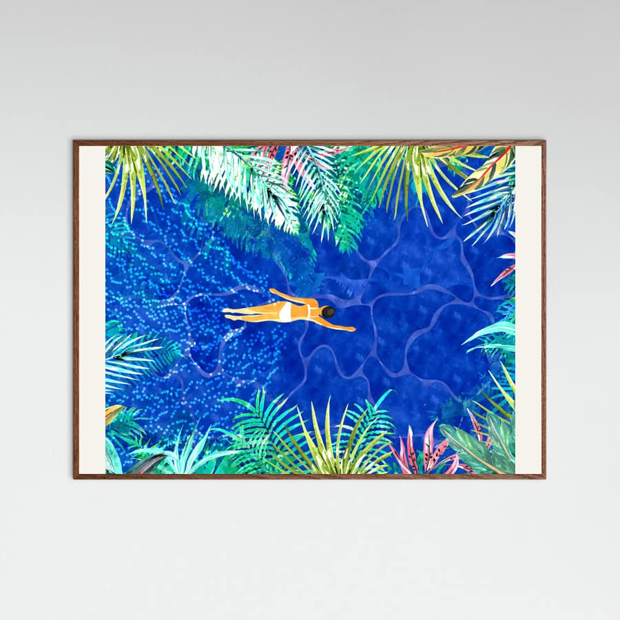 Oak Dark Tropical Jungle Pool Poster