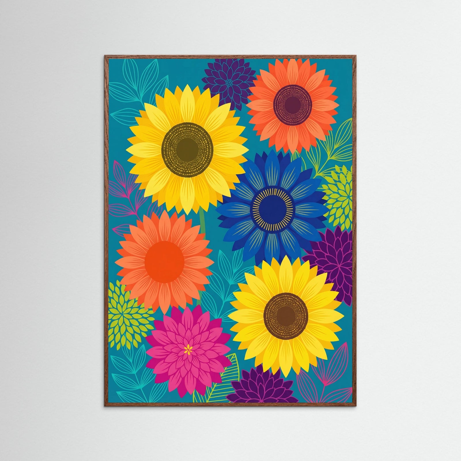 Oak Dark Vibrant Floral Dream