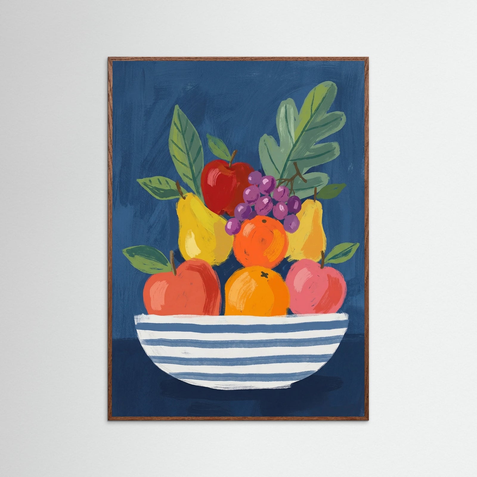 Oak Dark Vibrant Floral Vase Blue