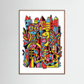 Oak Dark Vibrant Folk Faces