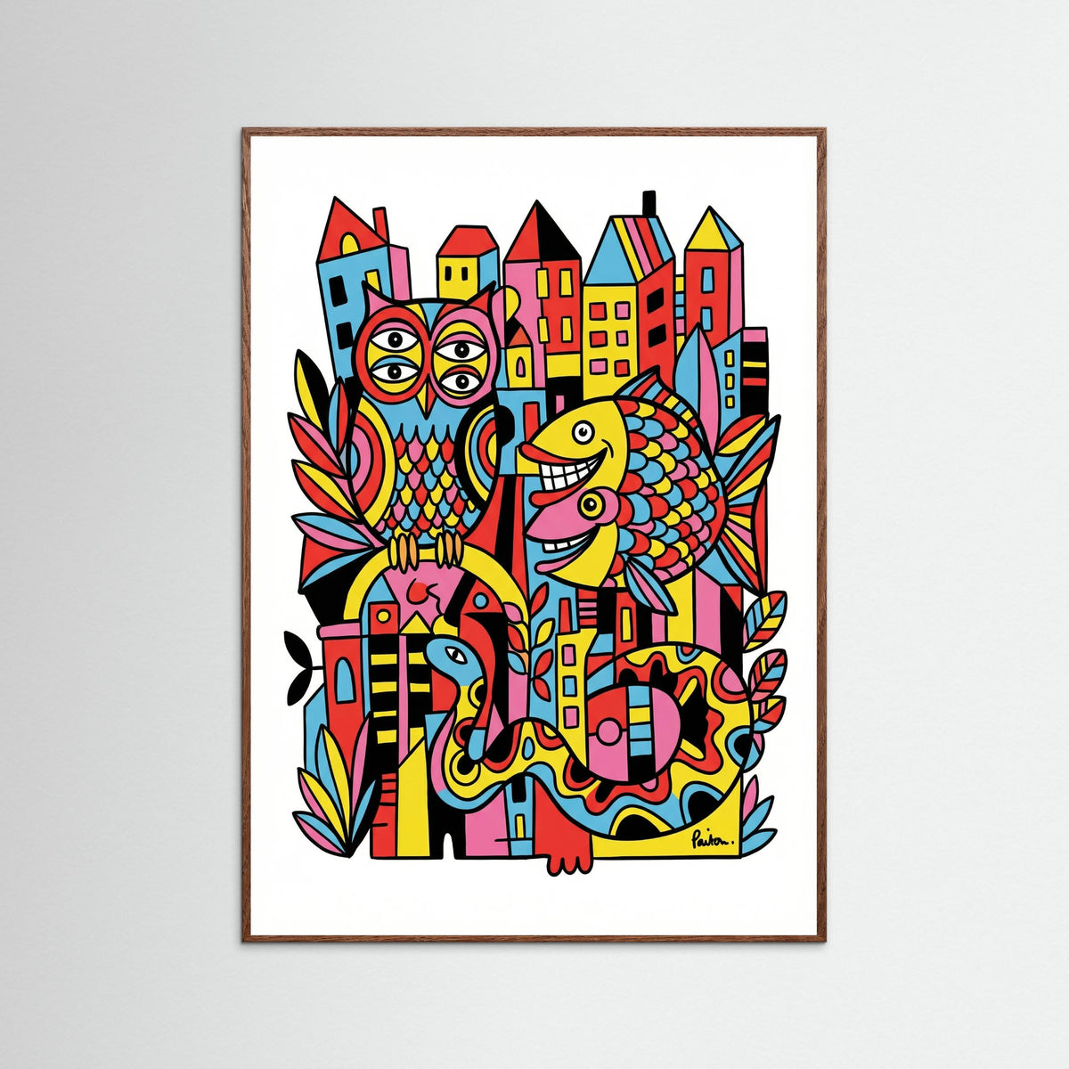 Oak Dark Vibrant Folk Faces
