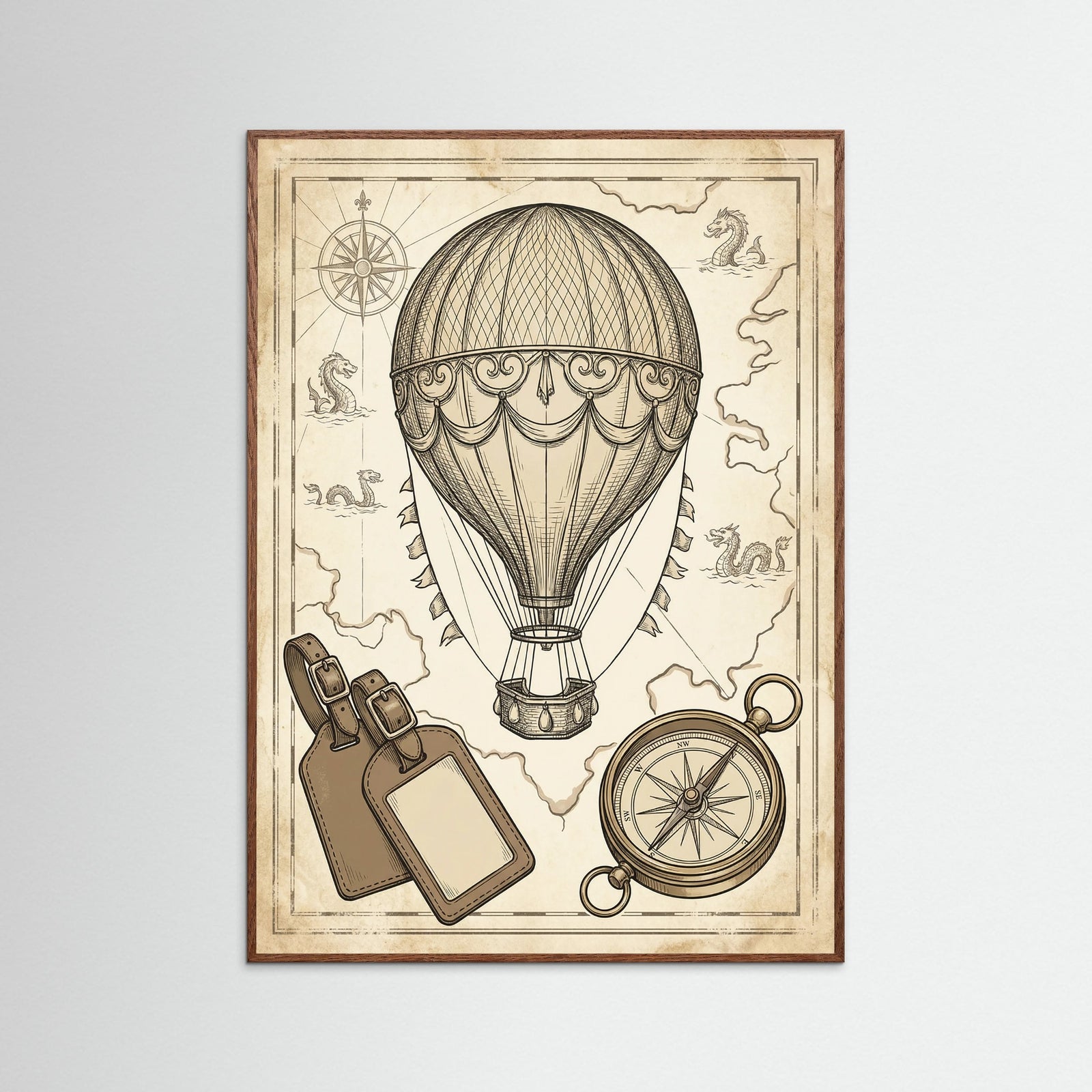 Oak Dark Vintage Travel Elegance