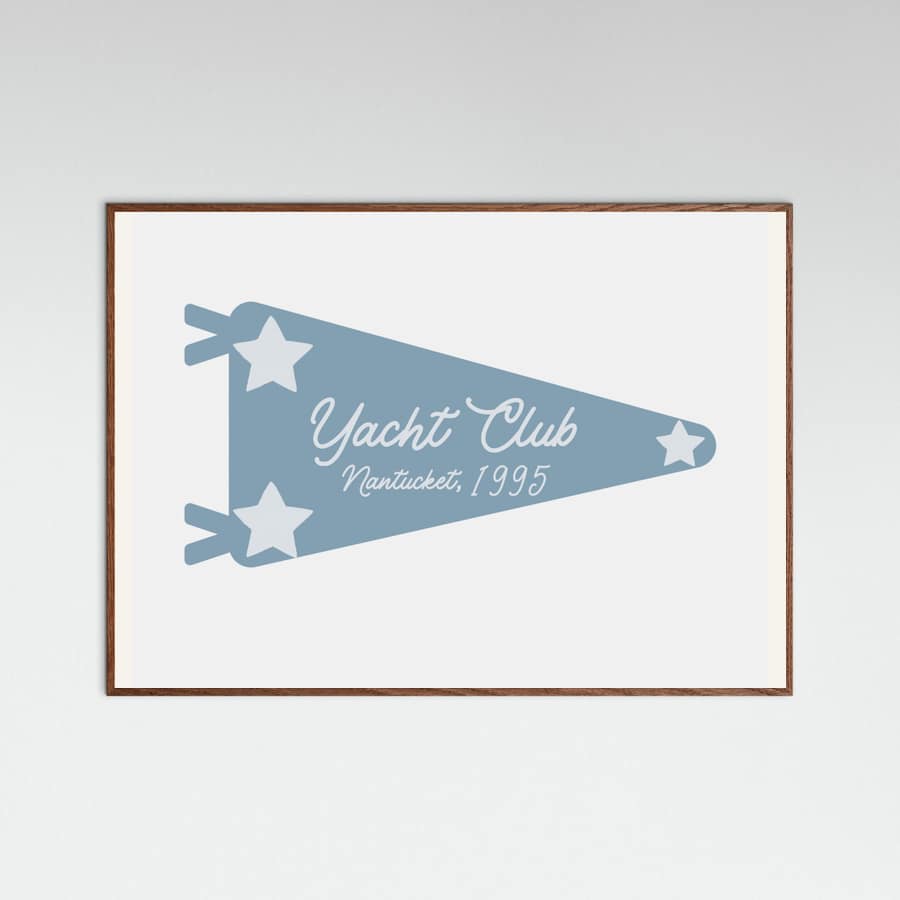 Yacht Club Blue Pennant Poster – plakat og kunsttryk