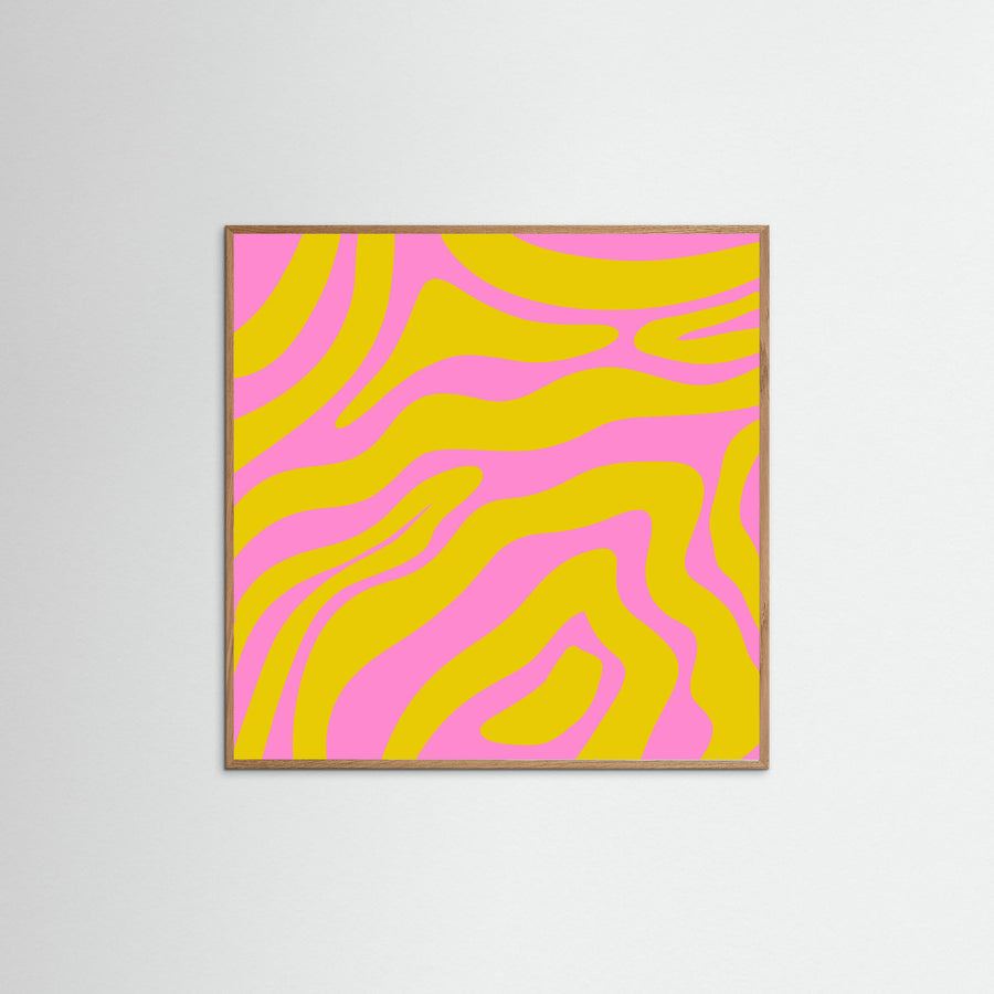 Abstract Lines and Yellow and Pink Poster