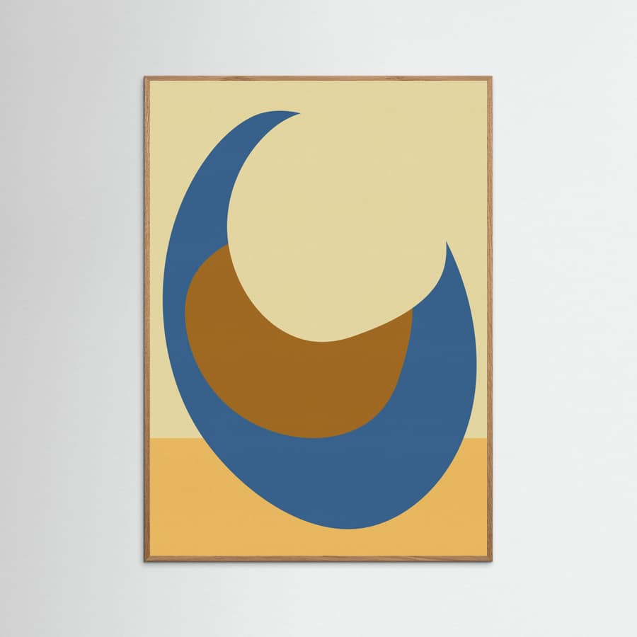 Abstract shapes in blue, terra and butter yellow Poster