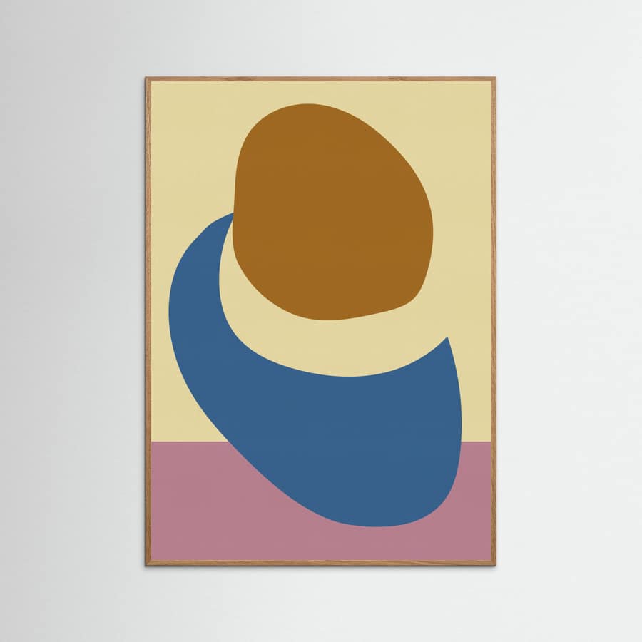 Plakat Balanced Stones in Blue , Butter Yellow and Terra