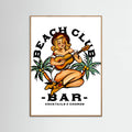 Oak Nature Beach Club Bar. Sailor Jerry Style Pin-up Girl Playing Guitar Poster