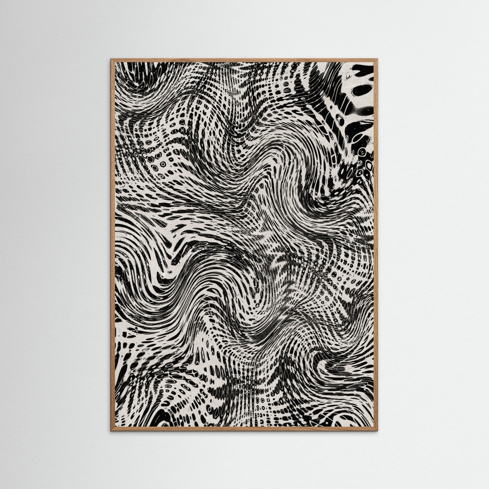 Oak Nature Black And White Net Pattern Poster