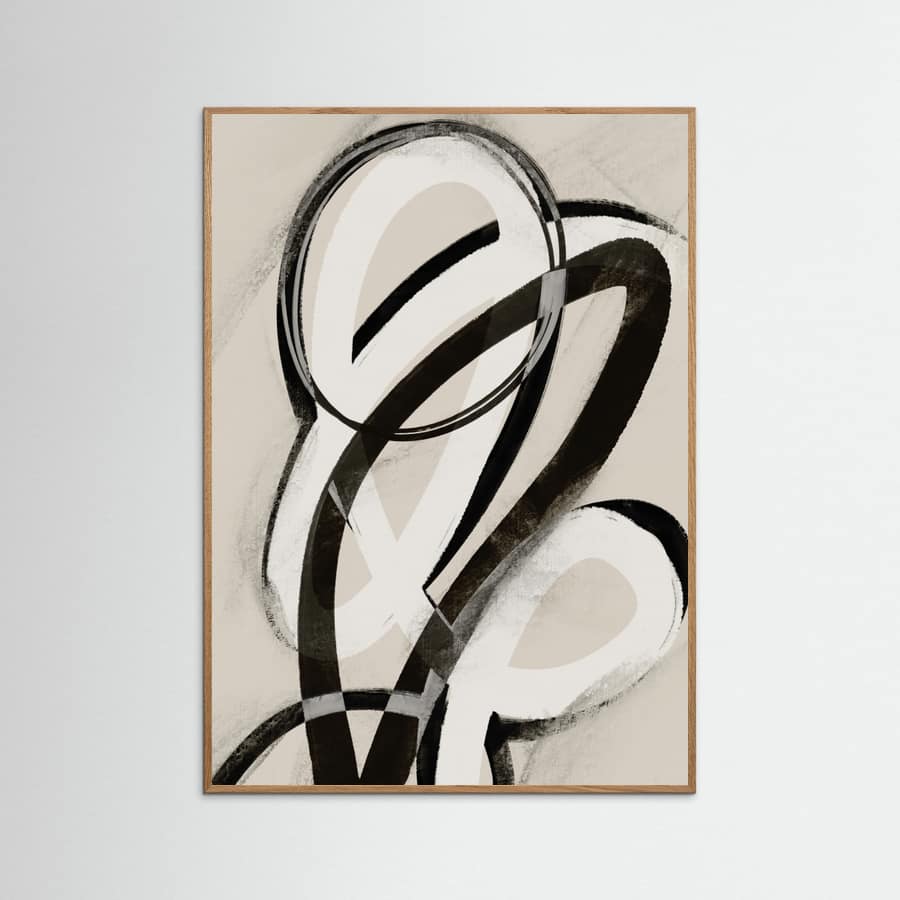 Black And White Strokes No 1 Poster – plakat og kunsttryk