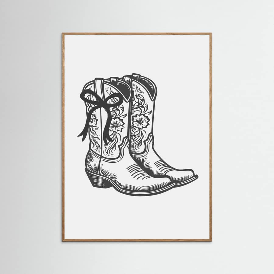 Affiche Black Cowgirl Boots with Bow