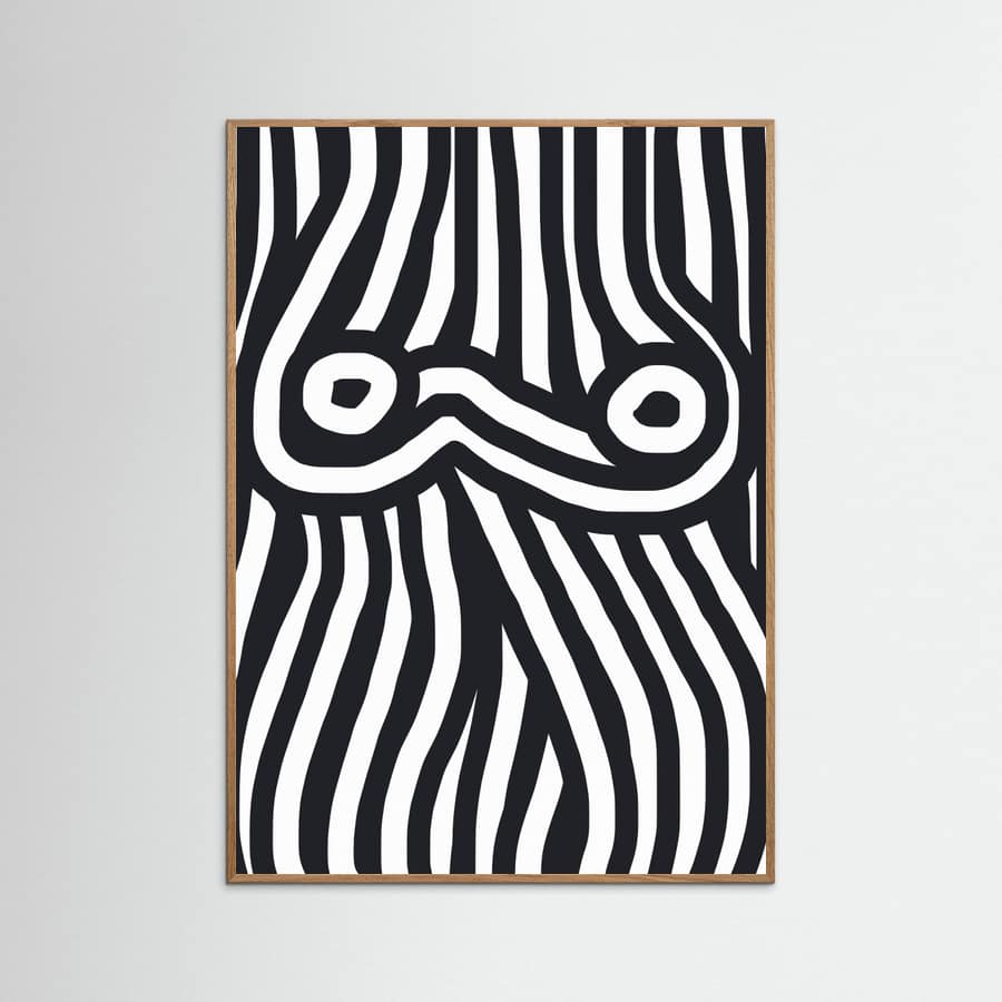 Poster Black and White Striped Nude