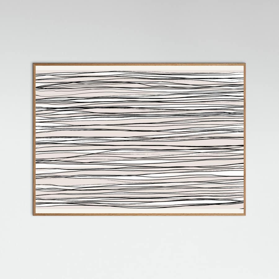 Black on Beige Lines Poster