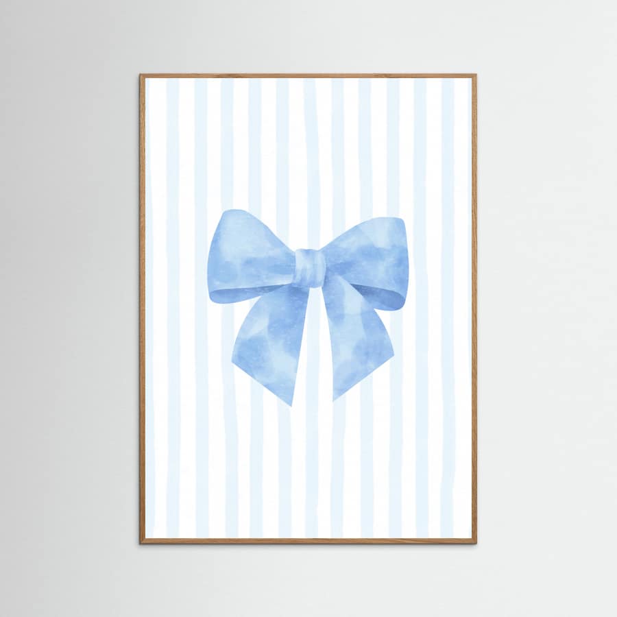Póster Blue Bow On Stripes