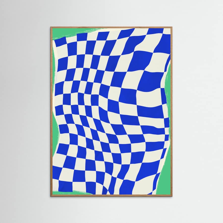 Blue Checker Cloth Poster
