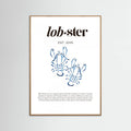 Póster Blue Lobster Poster | Minimalist Coastal Art with Seafood Illustration – póster e impresión artística