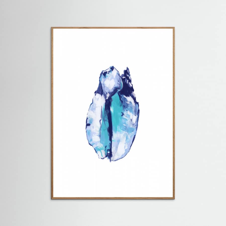 Poster Blue Seashell On White Background No5
