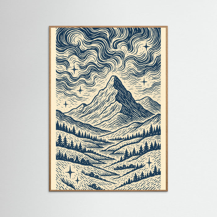 Oak Nature Blue Swirl Pattern