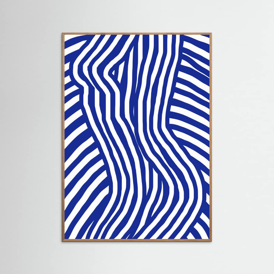 Blue and White Striped Nude Poster