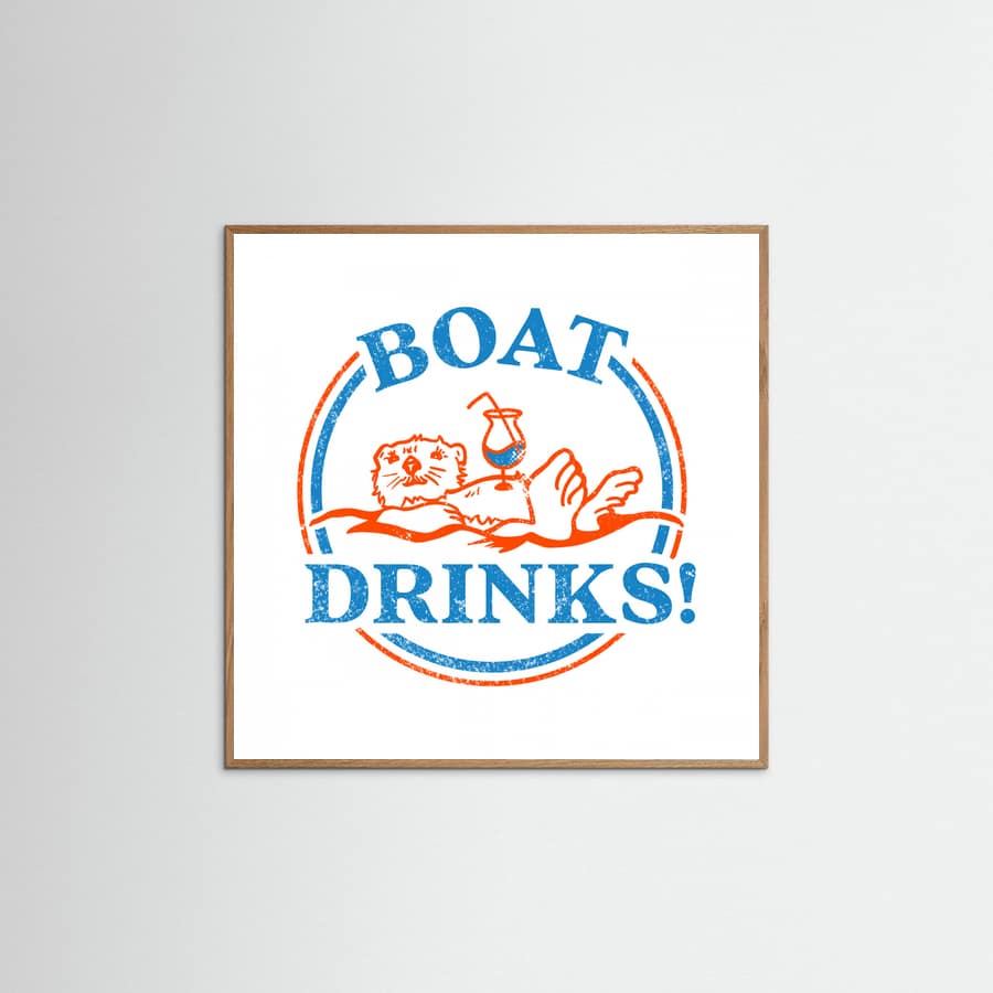 Poster Boat Drinks Cocktail Drinking Otter