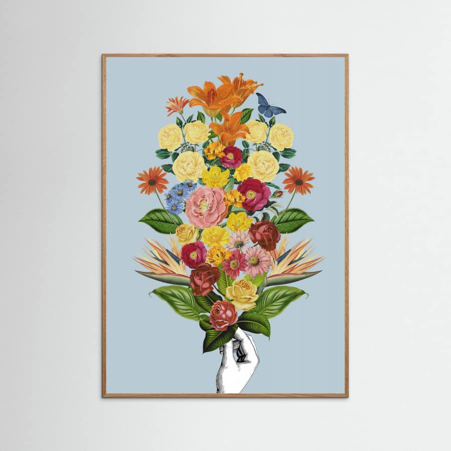Botanical blue bouquet Poster – poster en kunstdruk