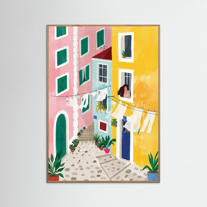 Colorful Village Alley – plakat og kunsttryk