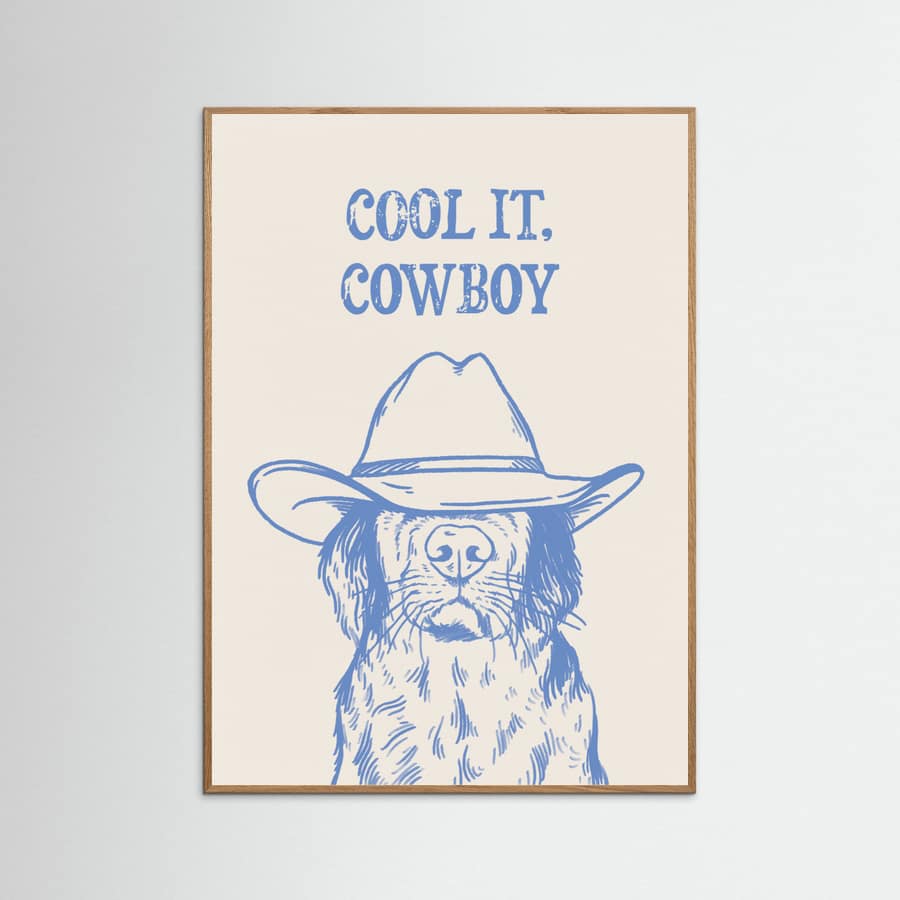 Cool it Cowboy Blue Poster
