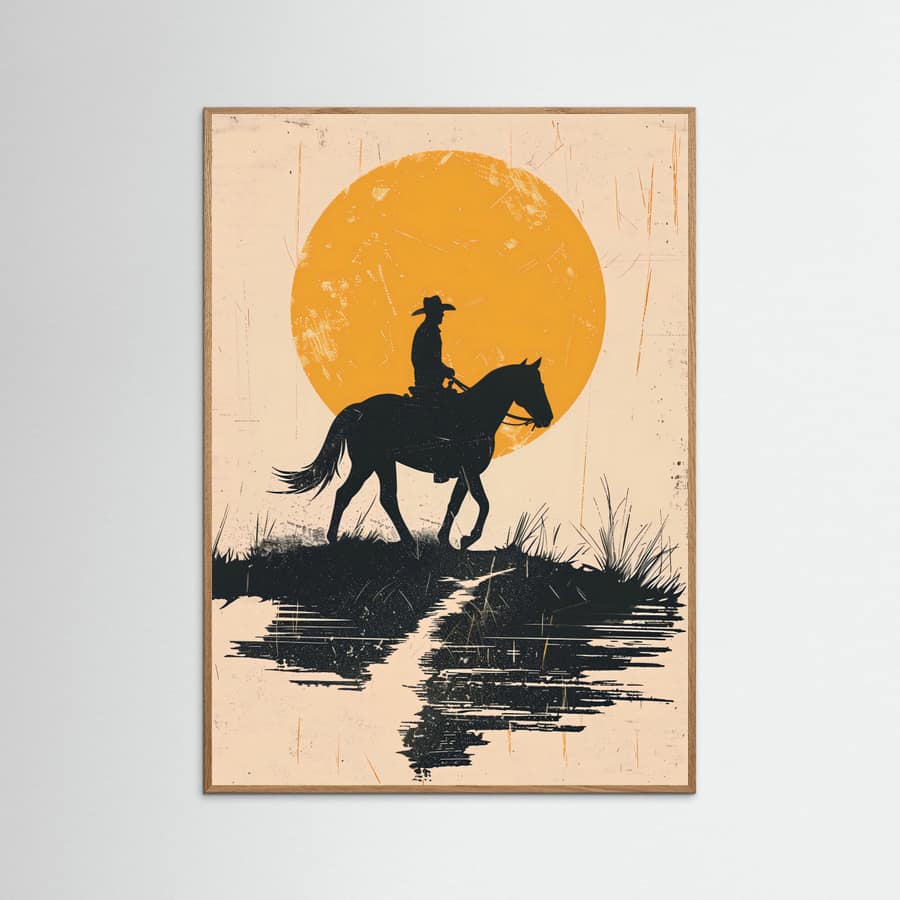 Cowboy In the Sunset Poster