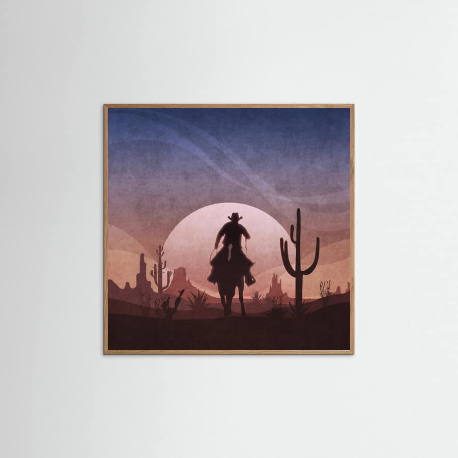 Cowboy Sunset Poster