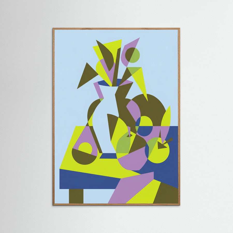 Cubist Woman Portrait Blue