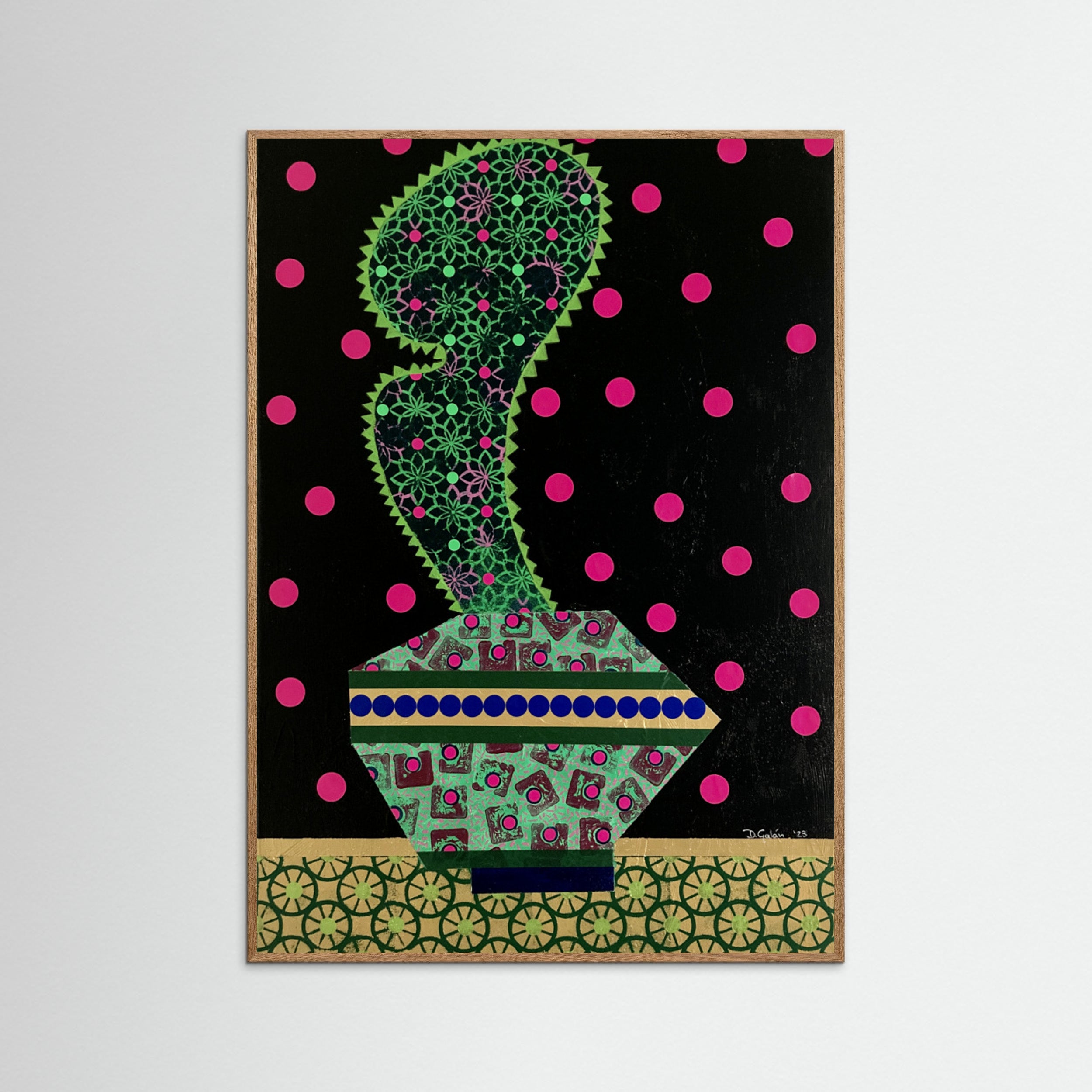 Oak Nature Dark Night Cactus Poster